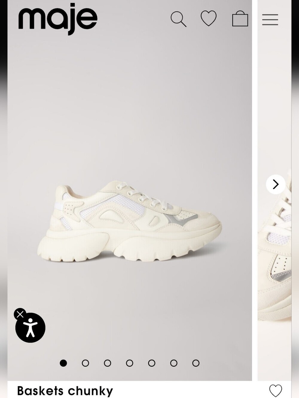 Maje Off-White Chunky Leather Platform Sneakers Sz 38